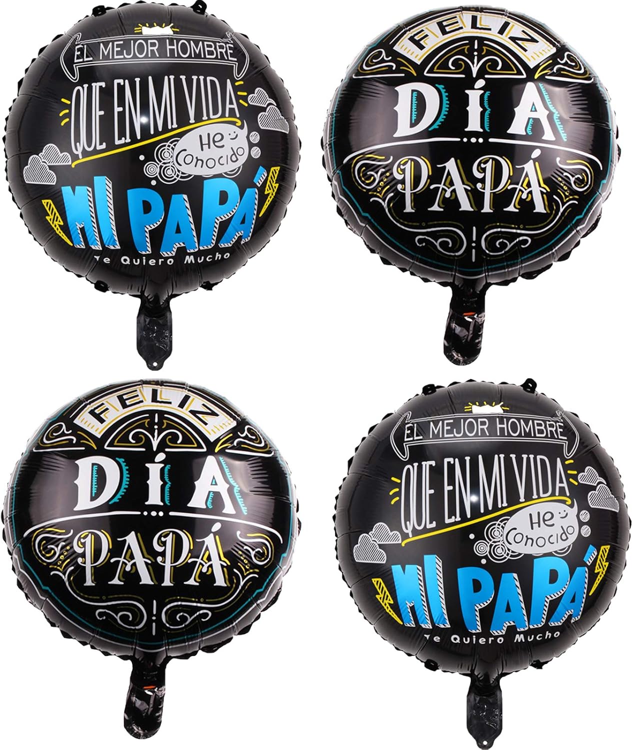 10Pcs Father's Day Balloons Father's Day Party Decorations Spanish Feliz Dia PaPa Foil Balloons for Happy Fathers Day Dad Birthday Party Decorations Supplies, Black, Medium