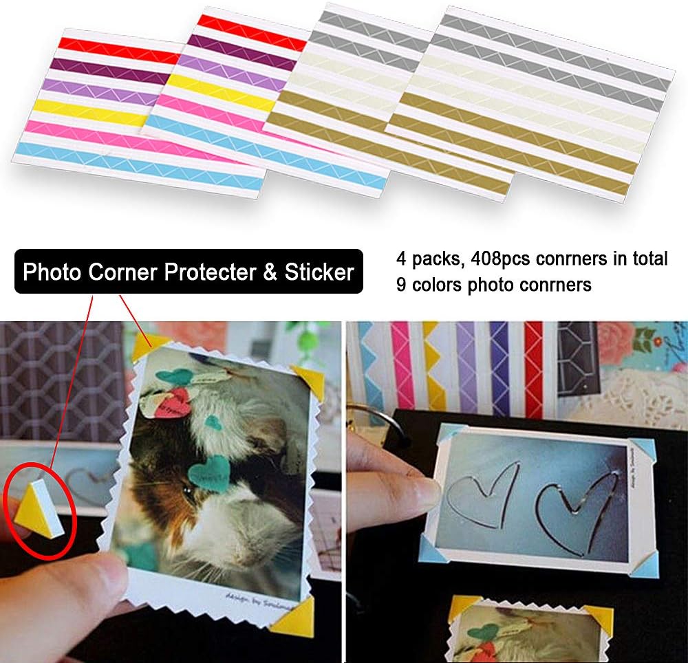 Photo Album Scrapbook, 50 Pages Vintage Leather Cover Big Three-Ring Binder Love Picture Booth DIY Scrapbooking Albums with Self Adhesive Photos Corners for Memory Keep