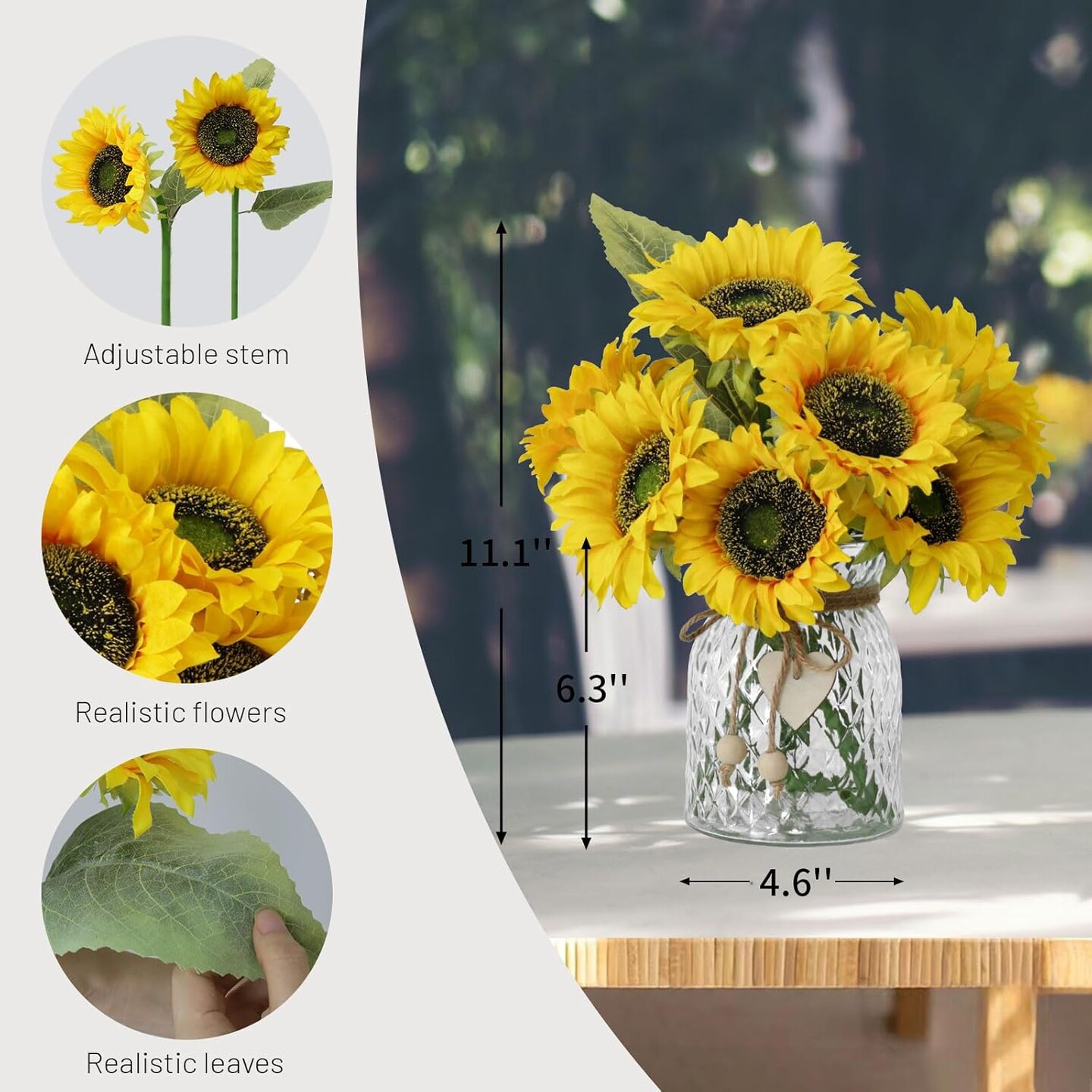 Artificial Sunflowers with Vase – Silk Flowers, Home & Table Decor