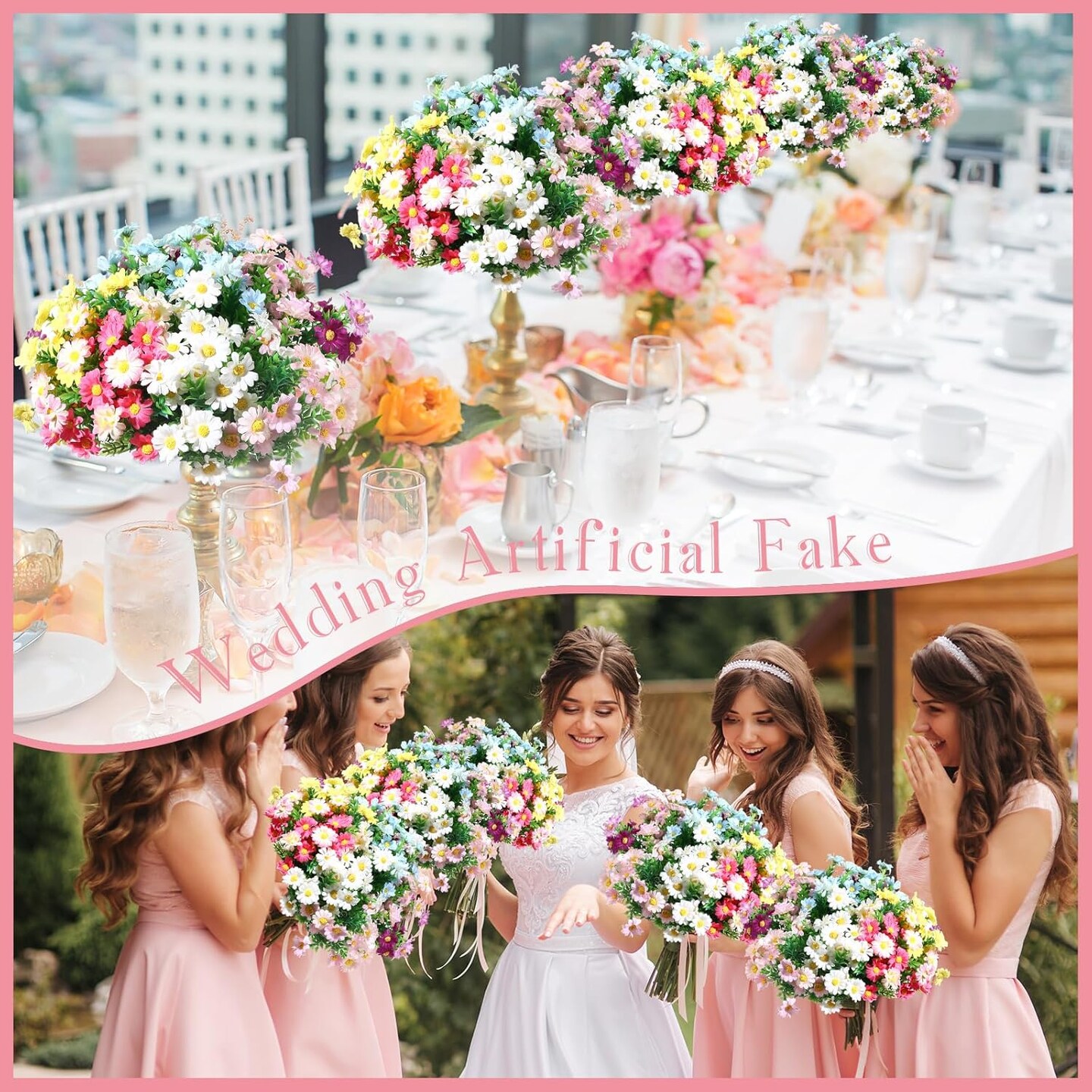 48 Bundles Artificial Daisies Plastic Flowers Outdoor