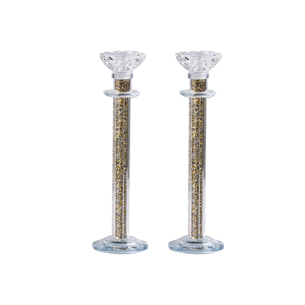 Crystal Candlesticks with Crushed Stones