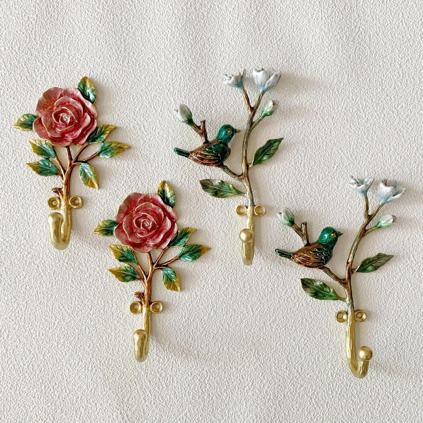 Vintage Flower Shaped Decorative Wall Hooks Rack Hangers for Hanging Clothes Coats Towels Keys Hats