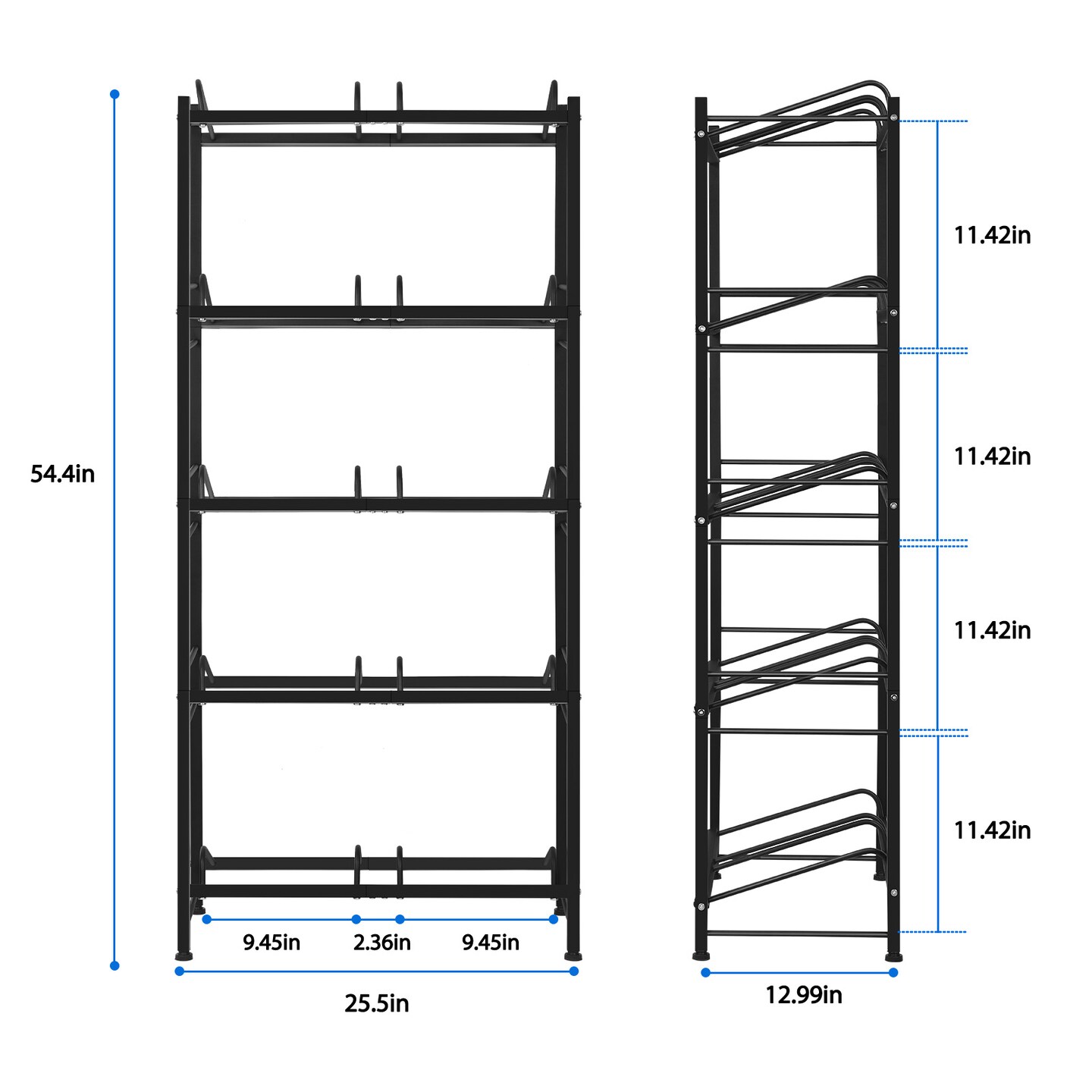 5-Tier Heavy Duty Water Cooler Jug Rack &#x2013; 10-Slot Metal Storage Shelf for 5-Gallon Bottles, Detachable Floor Protector for Home/Office/Kitchen, Black