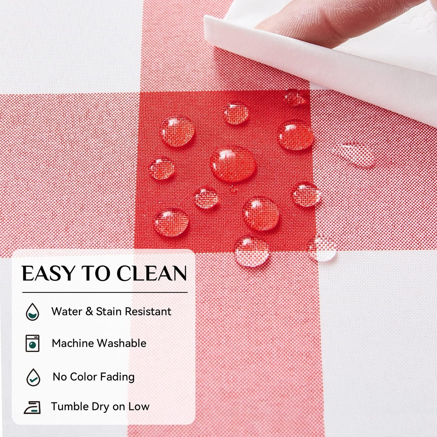 Gingham Checkered Square Tablecloth - Waterproof Buffalo Plaid Table Cloth Stain Resistant Washable Table Cover for Picnic/Camping/Outdoor - Red and White, 54 x 54 Inch