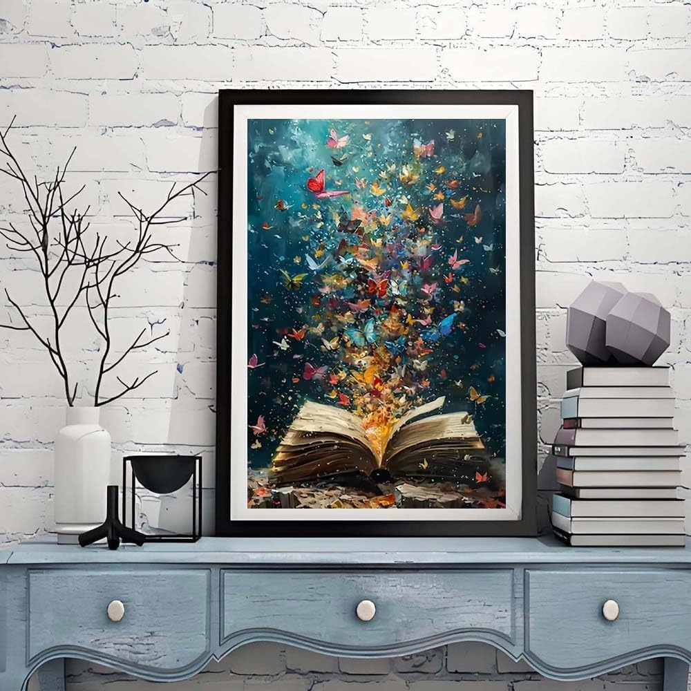 Diamond Painting Kits for Adults Beginner,Butterfly On Book Page Diamond Art Kits,DIY 5D Full Drill Paint by Diamonds with Paintings Arts and Crafts for Home Decor 12 X 16Inch