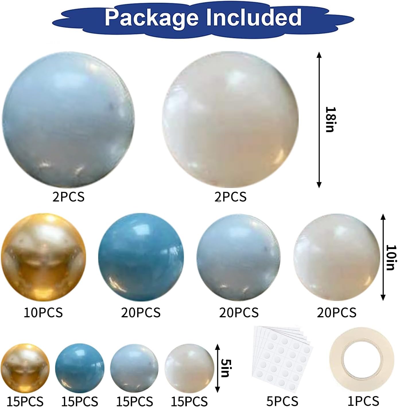 Dusty Blue Balloons Garland Kit, Fog Blue Royal Blue Pastel Blue Sand White Metallic Gold latex Balloons for Boy Baby Shower Bridal Shower Wedding Anniversary Birthday Party Decorations Supplies