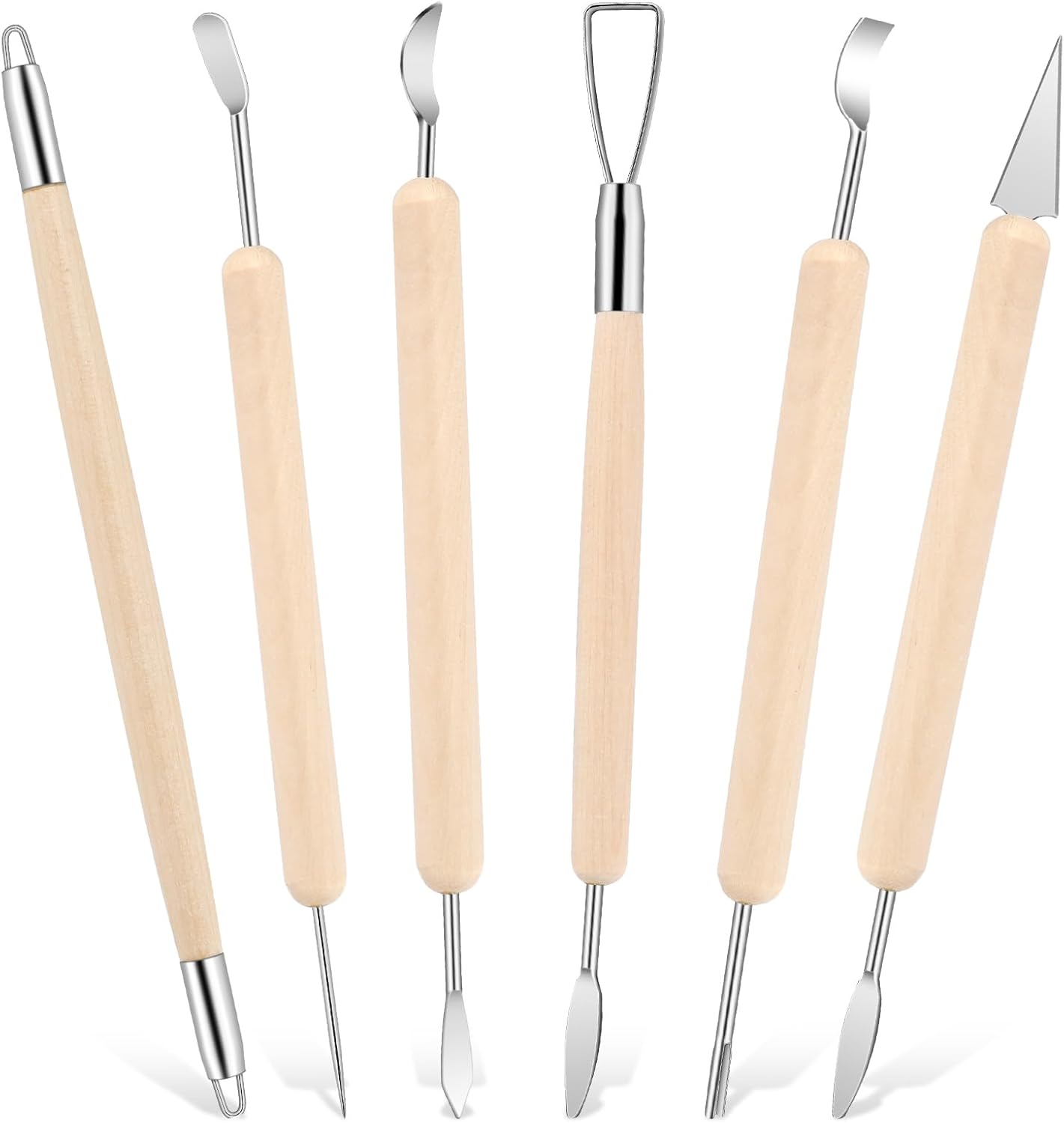 6 PCS Clay Sculpting Tools, Clay Carving Tools Double-Sided Stainless Steel Clays Modeling Tool