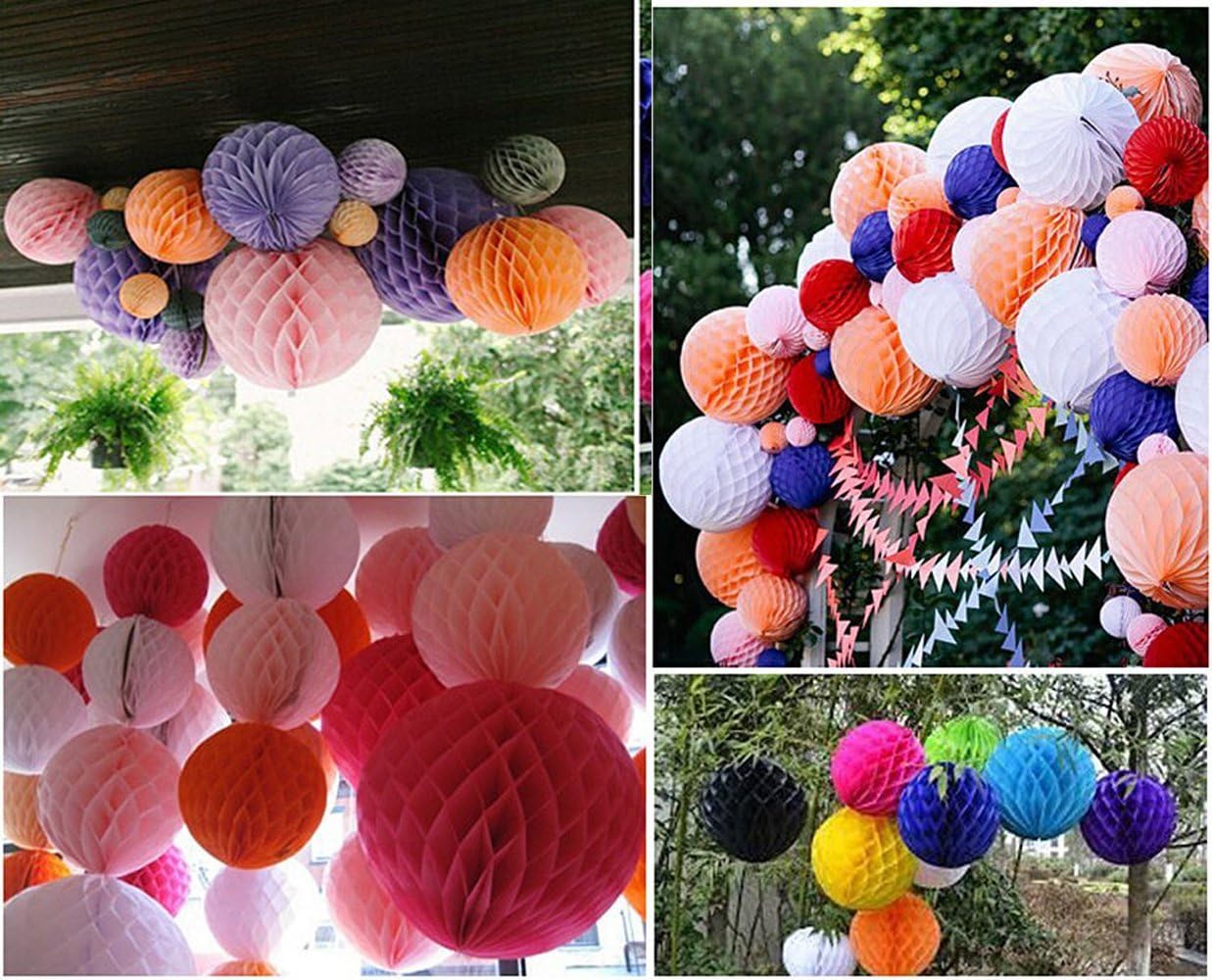 5Pcs 3-8 inch Honeycomb Balls Party Pom Poms Paper Balls Set - Green