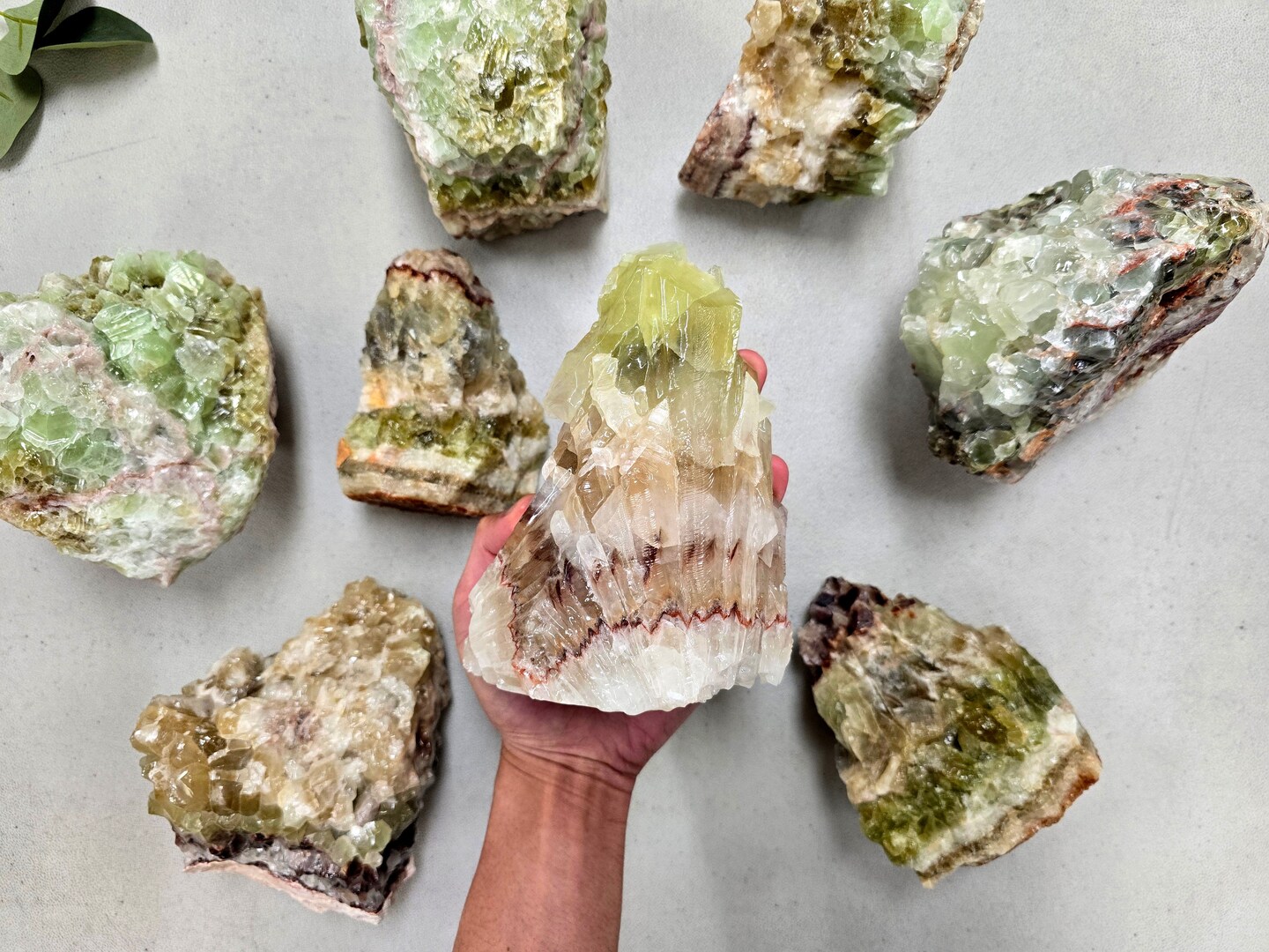 Green Calcite Crystal Large Pieces For Lapidary &#x26; Display