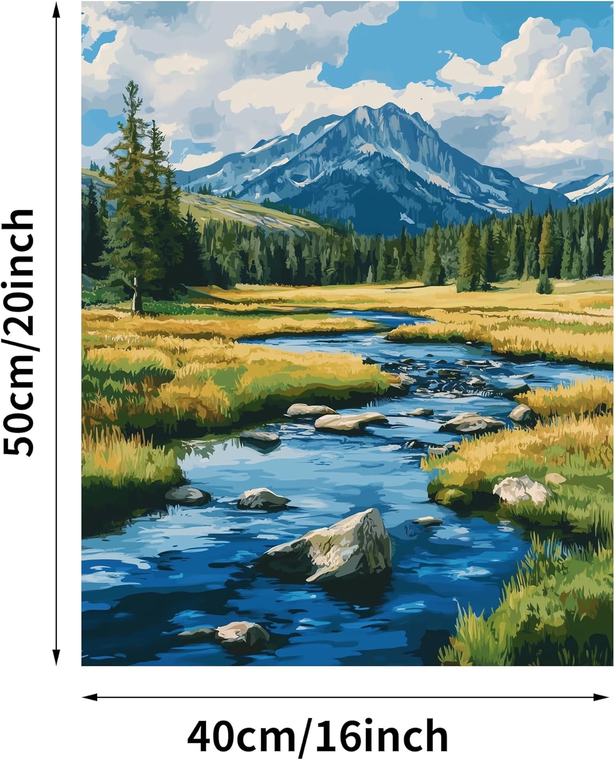 Yellowstone Paint by Numbers for Adults, Easy Paint by Numbers, National Park Paint by Number Kits, Nature Landscape Canvas Gift Home - Spring Mountain Lake Wall Decor(16x20inch)