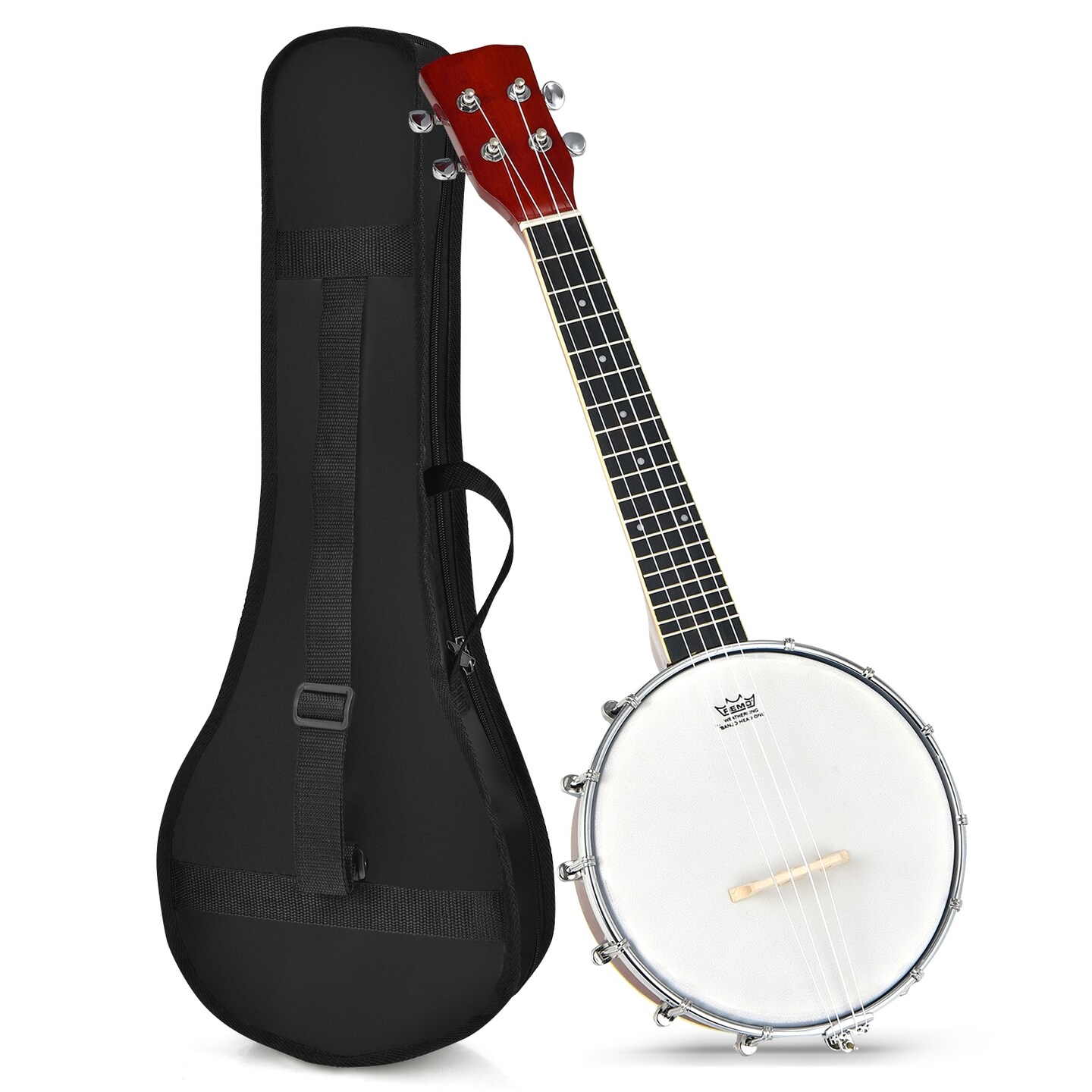 Mini Banjo Ukulele with Remo Drumhead, Maple Bridge and Gig Bag