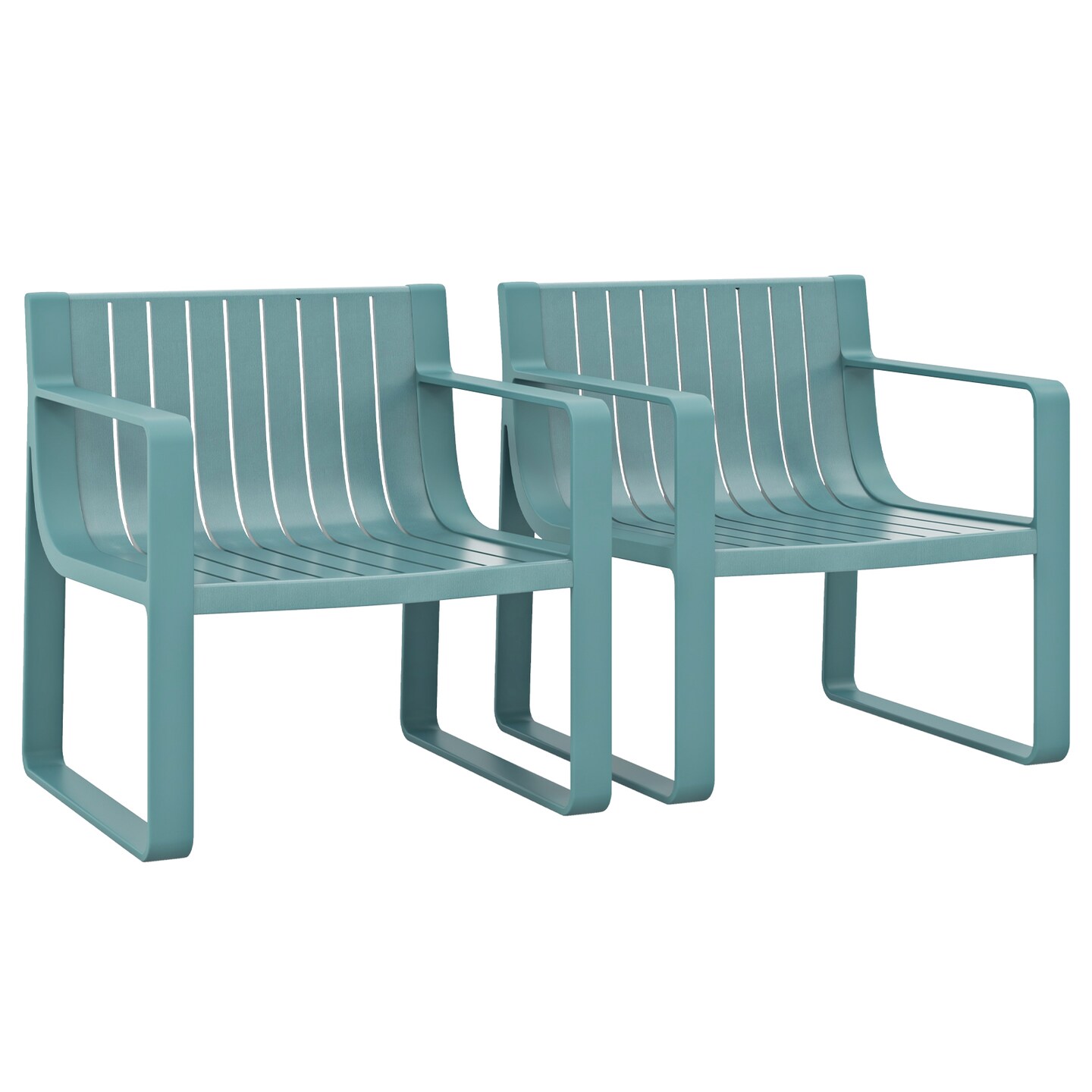 Set of 2 Patio Chairs with Curved Backrests and U Shaped Legs Perfect for Outdoor Seating