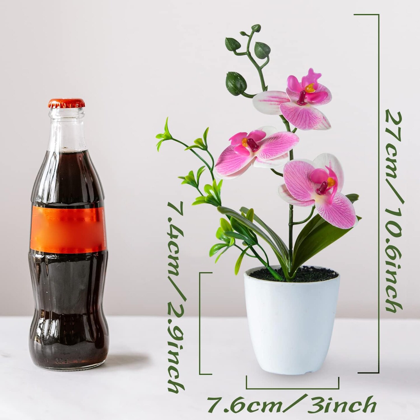 4Pcs Artificial Summer Potted Plants, Orchid Flowers Mini Potted Orchid Flowers Fake Orchids with Plastic Vase for Home Office Wedding Table Centerpiece