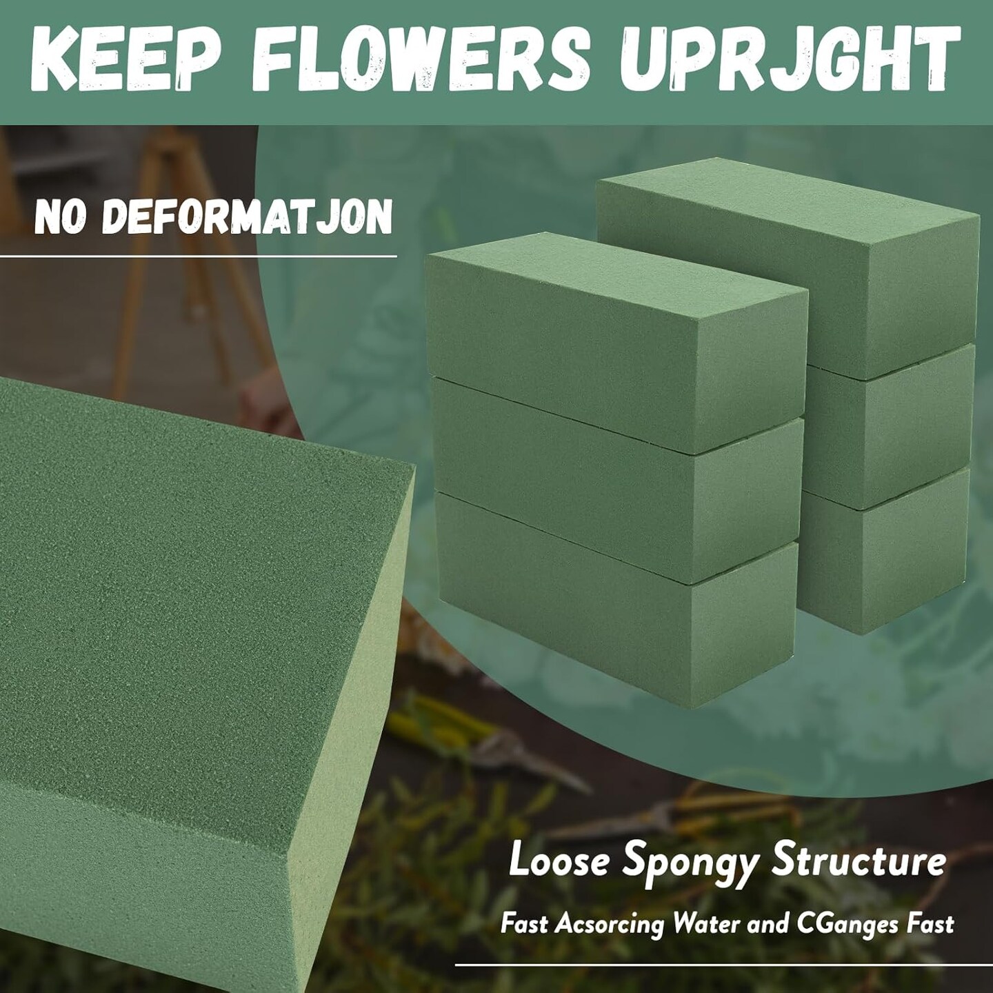 Floral Foam, 2.3 * 3.5 * 8''inches Dry & Wet Floral Foam for Artificial Flowers, 6PCS Green Flower Foam Blocks for Wedding Decoration,Rectangular Floral Foam(6PCS)