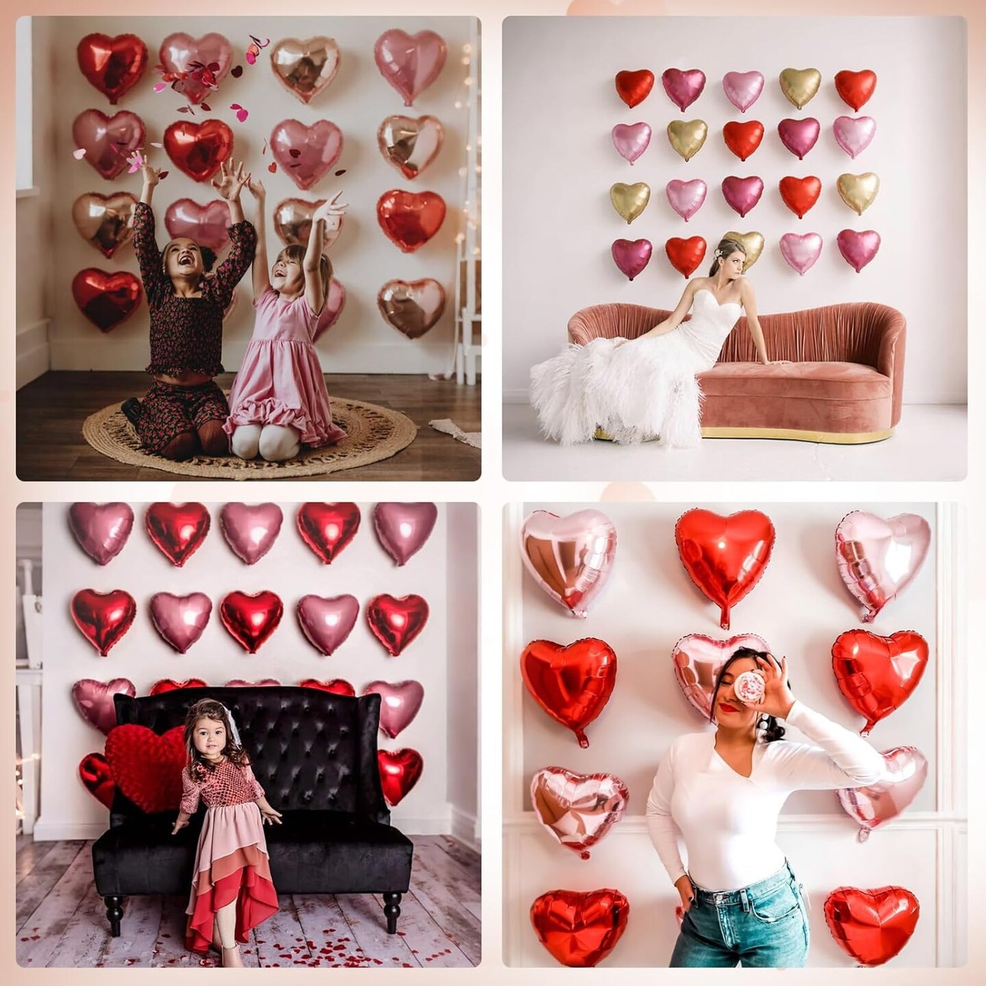 20-Pack Rose Gold Heart Foil Balloons – 5/10/18in for Valentine’s Day, Wedding & Anniversary Decor