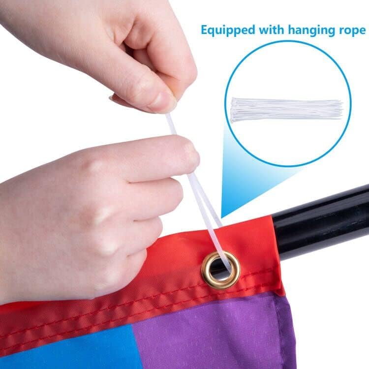 6PCS Rainbow Pride Bunting Flag, 3 x1.5 Ft Rainbow Pleated Fan Flag Banner Rainbow Polyester Flag for Rainbow Pride, Gay Pride, LGBTQ, Parades, Celebration Decor, Include Hanging Rope