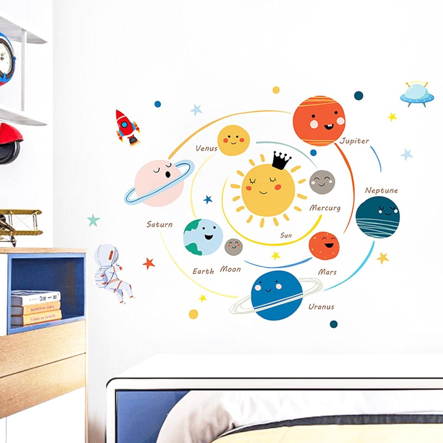 Solar System Wall Stickers – Planet & Space Decals for Kids’ Bedroom, Nursery & Classroom