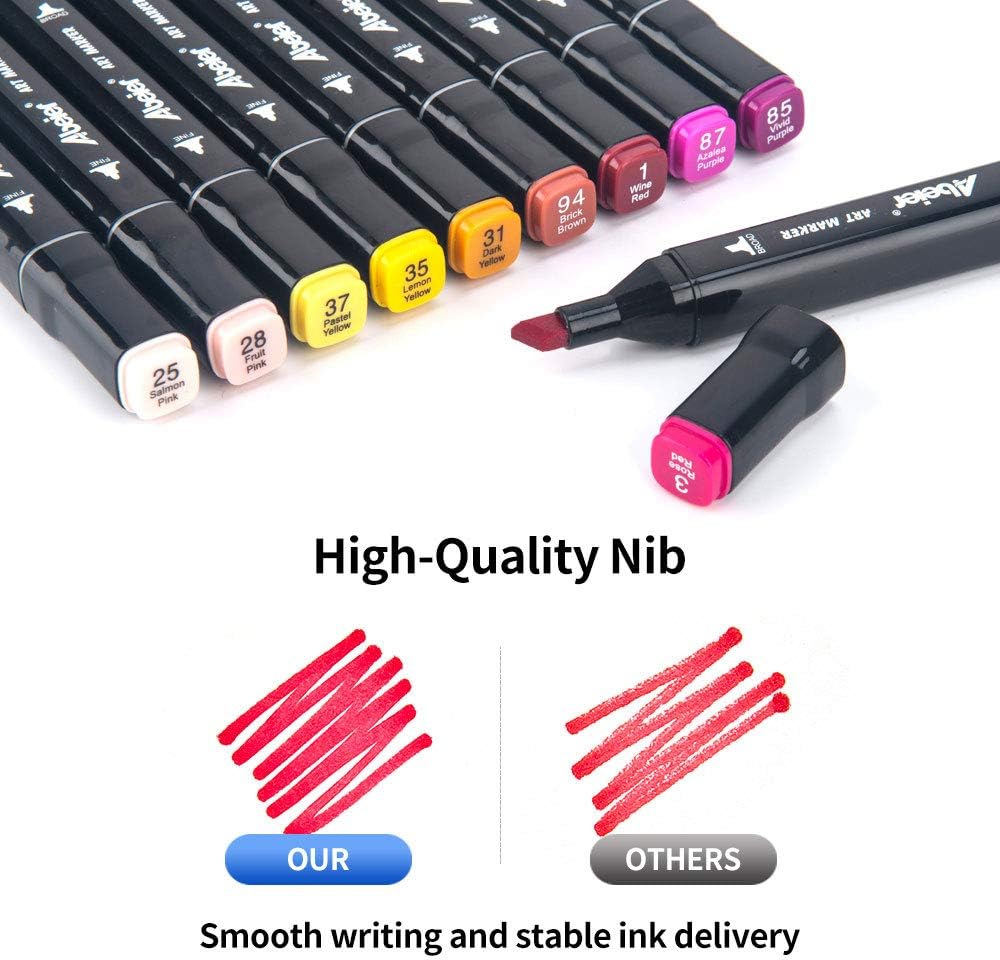 80-Color Dual-Tip Alcohol Markers Set – Includes Blender Pen for Sketching, Coloring & Illustration
