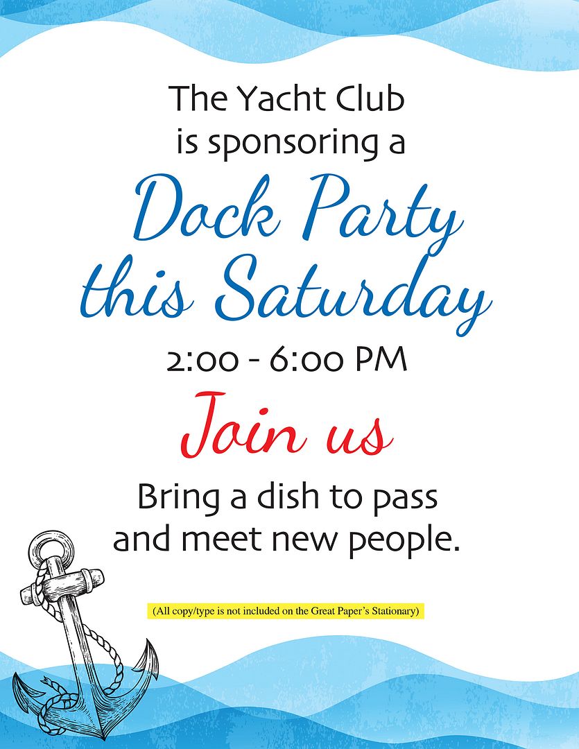 Great Papers! Nautical Anchor Letterhead, for Invitations, Announcements and Personal Messages, Printer Friendly 8.5”x11”, 50 Pack