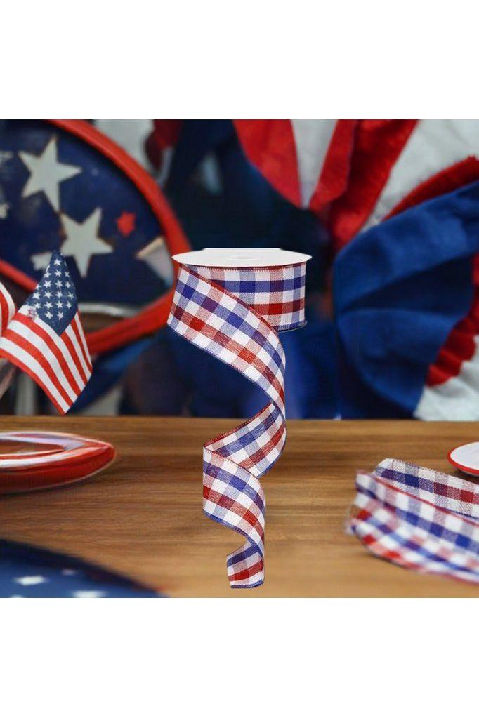 1.5&#x22; Patriotic Gingham Plaid Ribbon: Red, White &#x26; Blue (10 Yards)