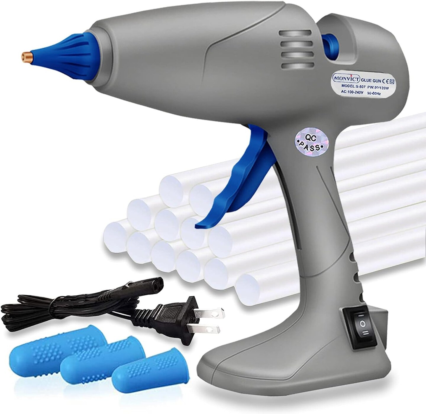 Full Size Hot Glue Gun, 120W&#x26;80W Glue Guns Dual Temp Large Industry Glue Gun, Corded Detachable Cord Use Stand-Up Base Anti-drip Hot Melt Glue Gun with 12 Glue Sticks for Art DIY Craft Repair