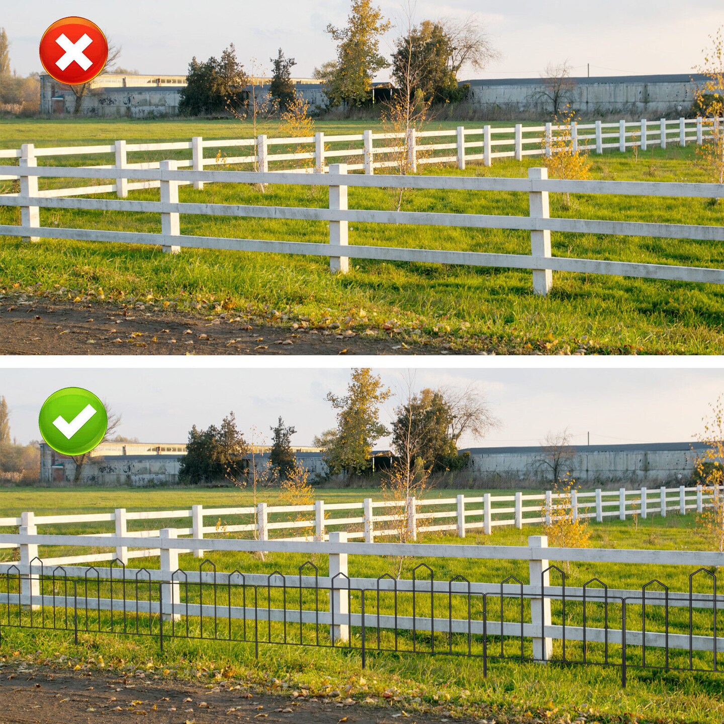10 Pack Rustproof Decorative Garden Fence Panels - 23.6in H x 10ft L Metal Animal Barrier, Snap-On Border for Lawns &#x26; Gardens