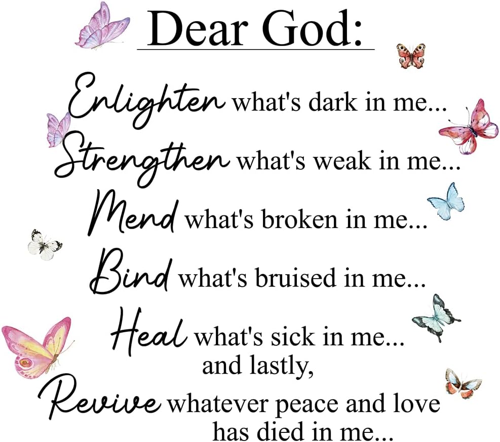 Inspirational Quotes Vinyl Wall Decal Stickers Dear God Enlighten What&#x27;s Dark in Me, for Bedroom, Living Room, Motivational Uplifting Quotes Vinyl Decal, Motivational Saying Wall Quote (23&#x27;&#x27;&#xD7;20&#x27;&#x27;)