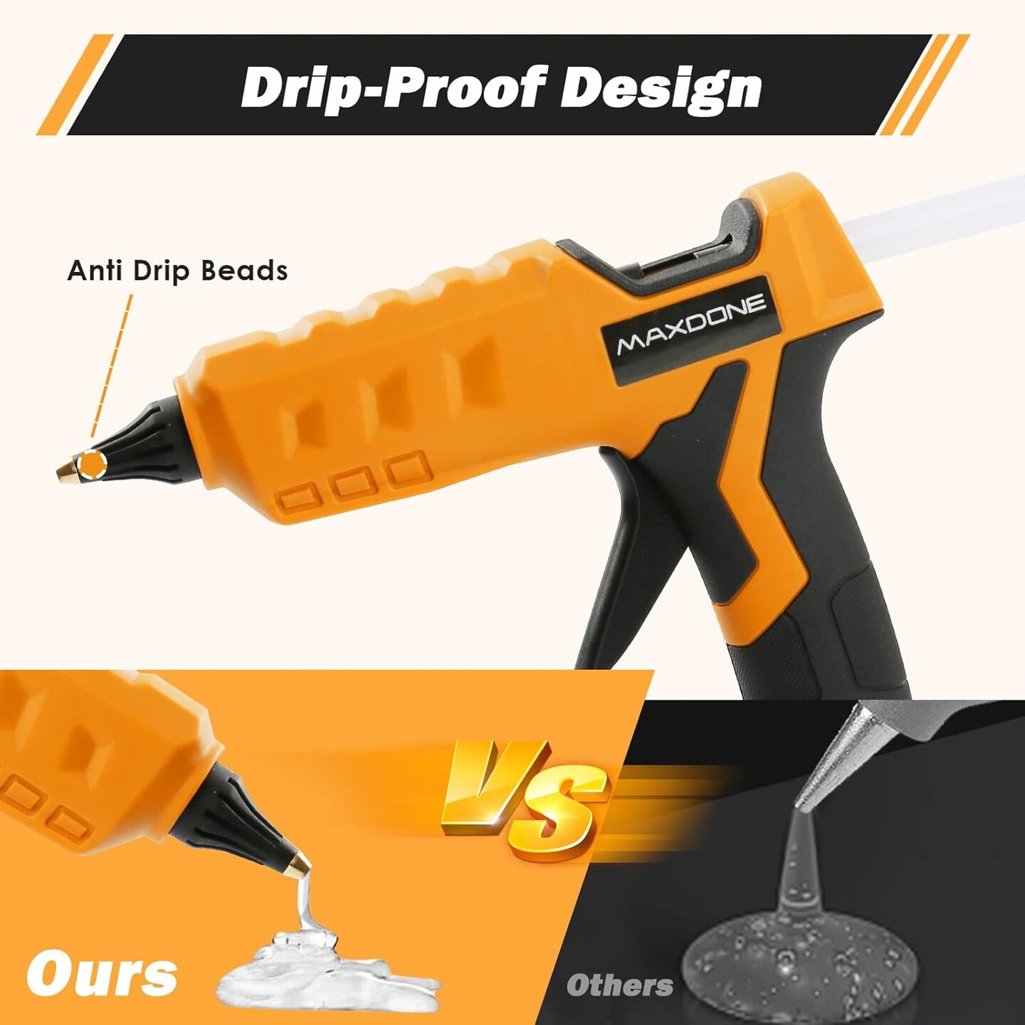 Cordless Hot Glue Gun 100W 20V Battery Handheld Wireless Power Glue Gun Full Size with 12pcs Glue Sticks(0.43")(11mm) for Art DIY Craft Home Repair School(Battery Not Included)