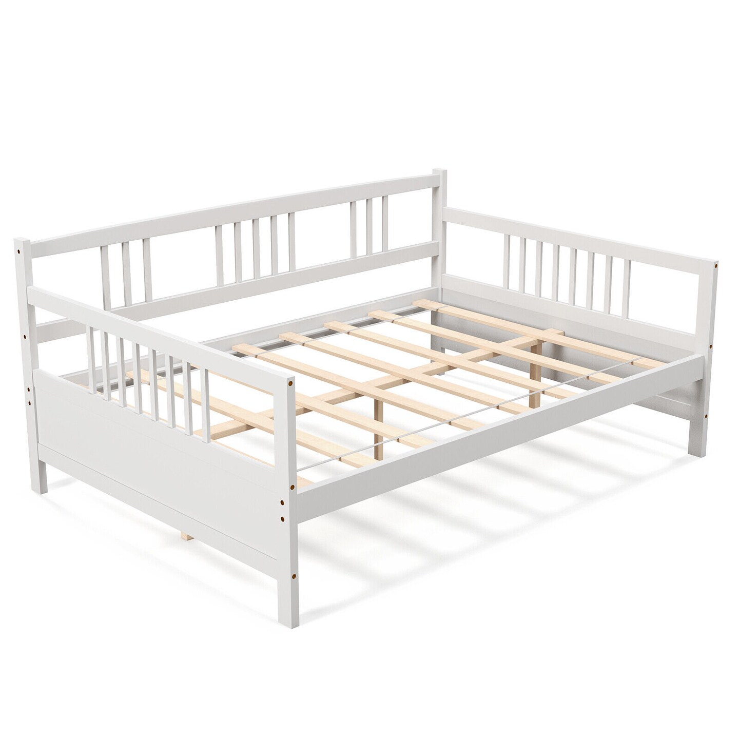 Full Size Wood Daybed with Trundle, Stylish, Sturdy and No Box-Spring