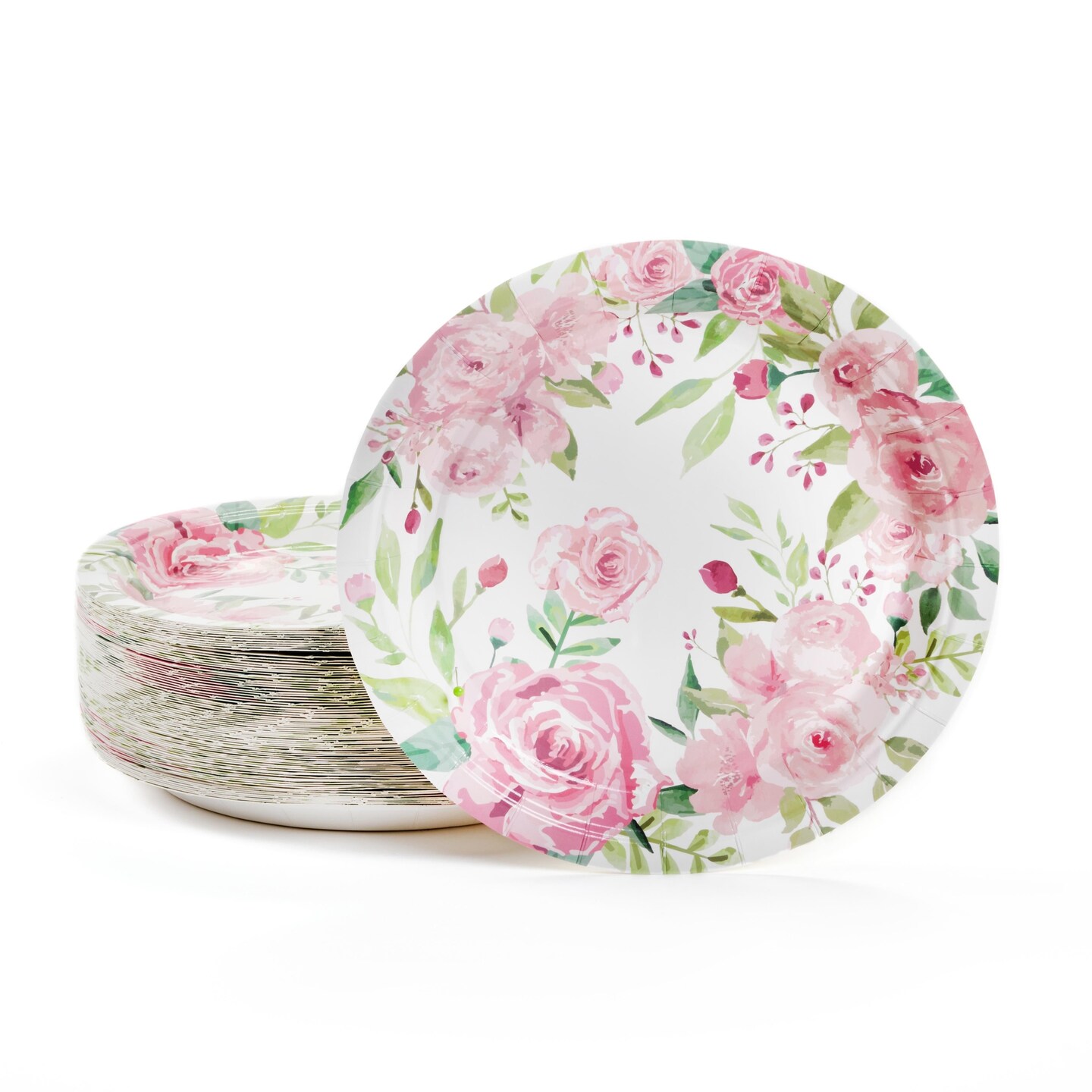 BLUE PANDA 80 Pack Vintage Floral Paper Plates, 9 Inches, Ideal for Tea Parties, Weddings, Bridals, Baby Showers, Outdoor Lunch