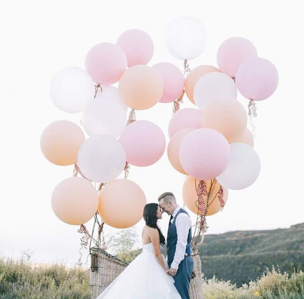 Latex Round Balloons 5 Pack Light Pink Thick Big Balloons for Photo Shoot Wedding Baby Shower Birthday Party Decorations