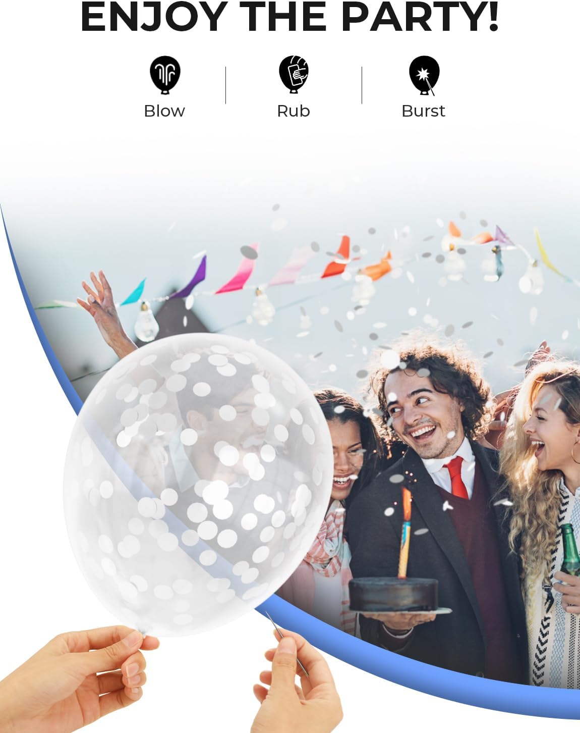 Navy Blue and Silver Balloons Garland Arch Kit,134 Pcs 18/12/10/5 Inch White Navy Blue and Silver Balloons with Confetti Latex Balloons, for Birthday Baby Shower Wedding Graduation Party Decorations