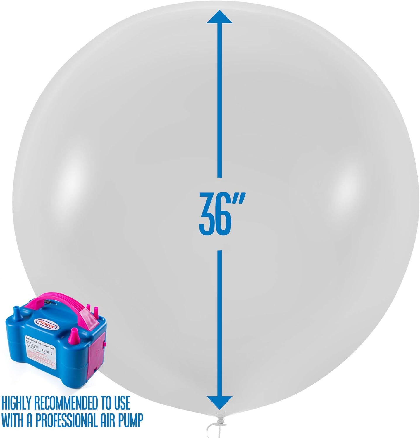 White Giant Balloons - 8 Jumbo 36 Inch for Photo Shoot, Wedding, Baby Shower, Birthday Party and Event Decoration - Strong Latex Big Round - Helium Quality