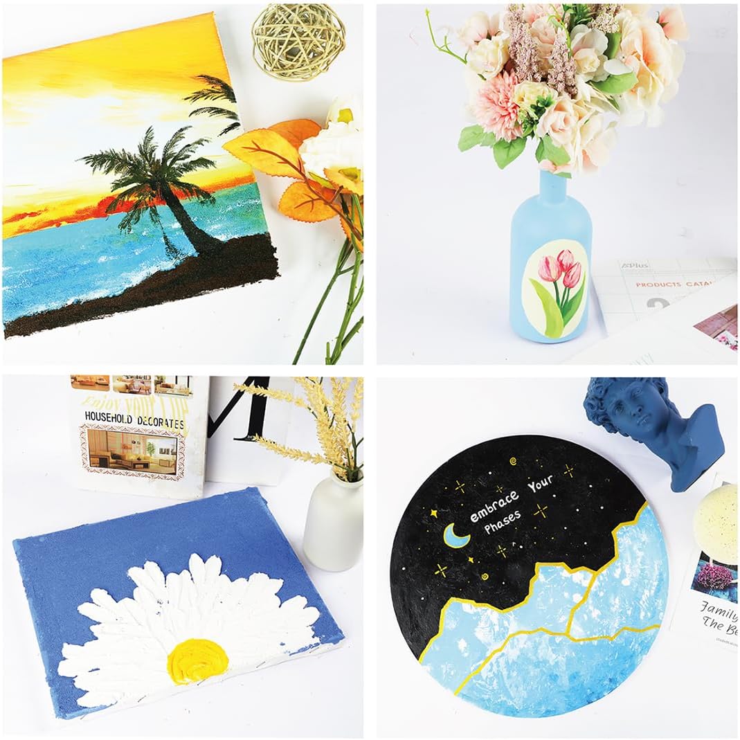 24-Color Acrylic Paint Set – 36ml Tubes, 10 Brushes, Rich Pigment for Canvas, Wood, Fabric, and Crafts.