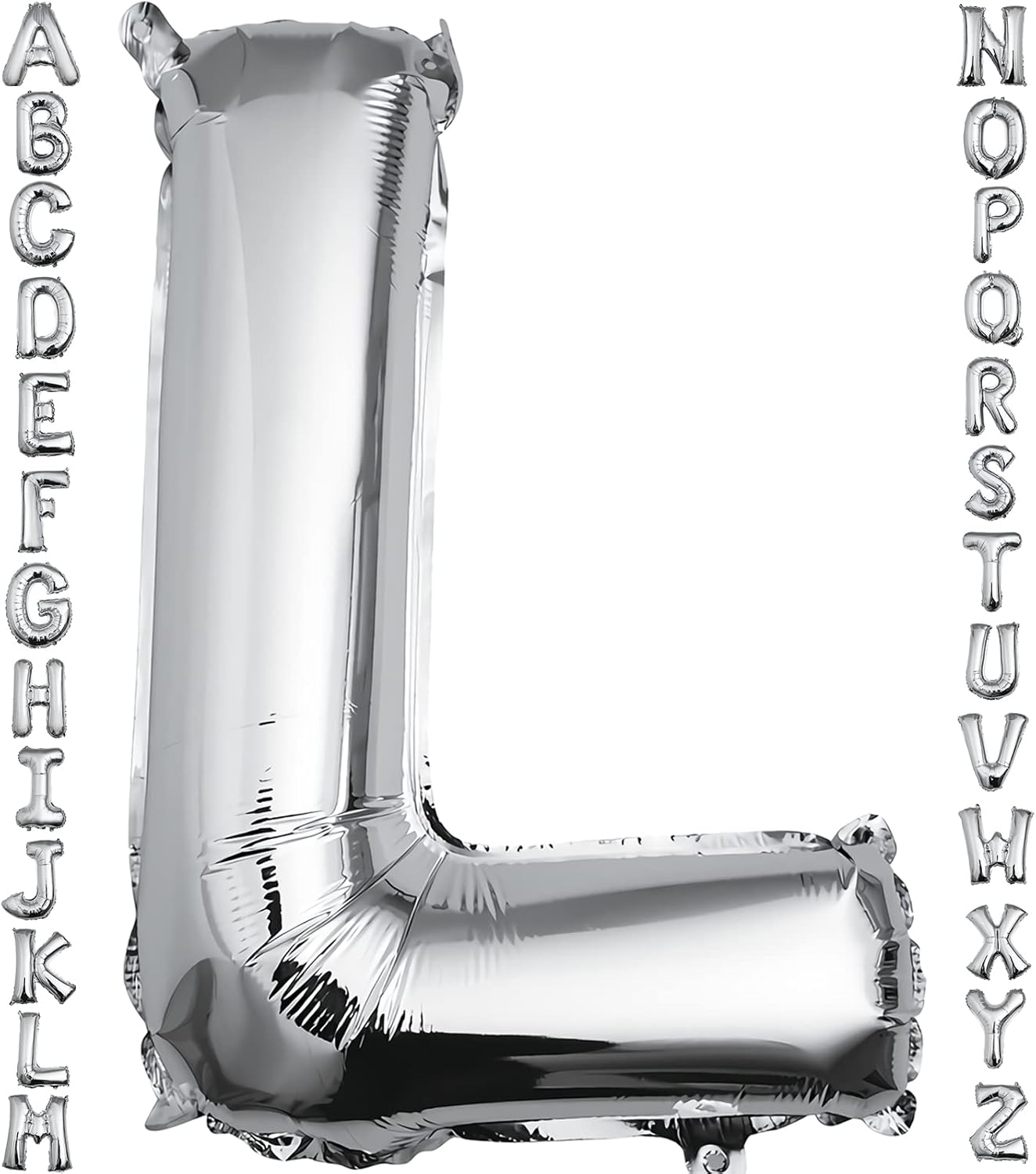 40 inch Silver Letter L Balloon, Big Size Alphabet Foil Mylar Helium Balloons for Birthday Party Celebration Wedding Anniversary Baby Shower Decorations Supplies Alphabet L