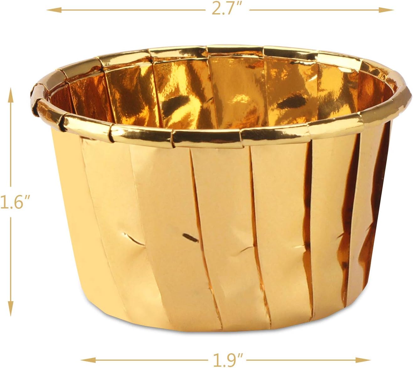 Gold Cupcake Cups, 3.5 Oz 50pcs Disposable Foil Muffin Liners, Gold Cupcake Baking Cups, Ramekin Aluminum Cupcake Tip Pan Ramekin Holders, Little Baking Cups