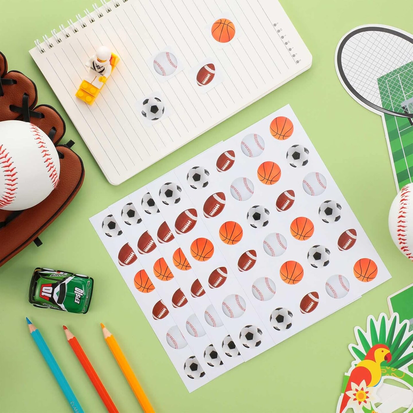 600 Pieces Sports Stickers for Kids Soccer Baseball Football Stickers Basketball Football for Kids Teacher for Ball Themed Birthday Party Classroom Decorations(Multiple Balls)
