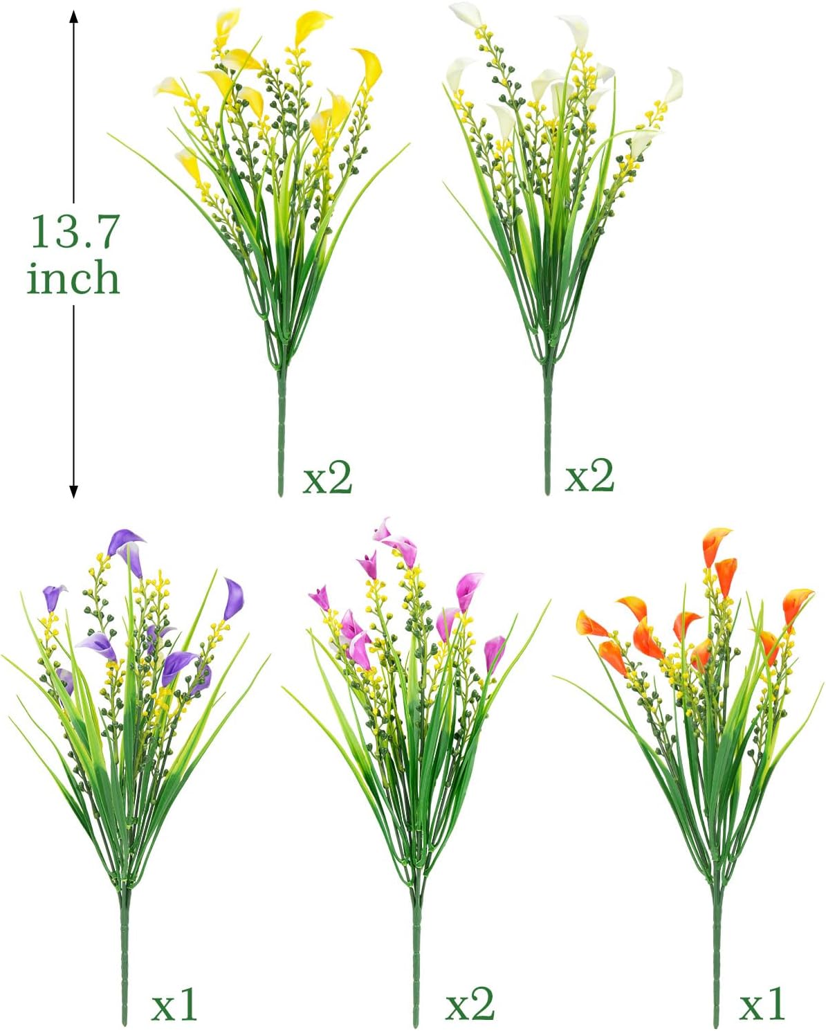 8Pcs Fake Flowers Outdoor Summer Bushes
