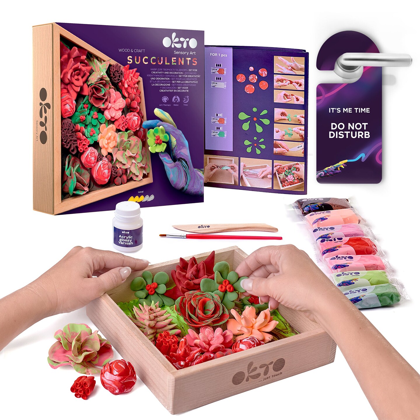 OKTO Sensory Art 3D Woodcraft &#x201C;Passion&#x201D; &#x2013; Succulent Craft Kit