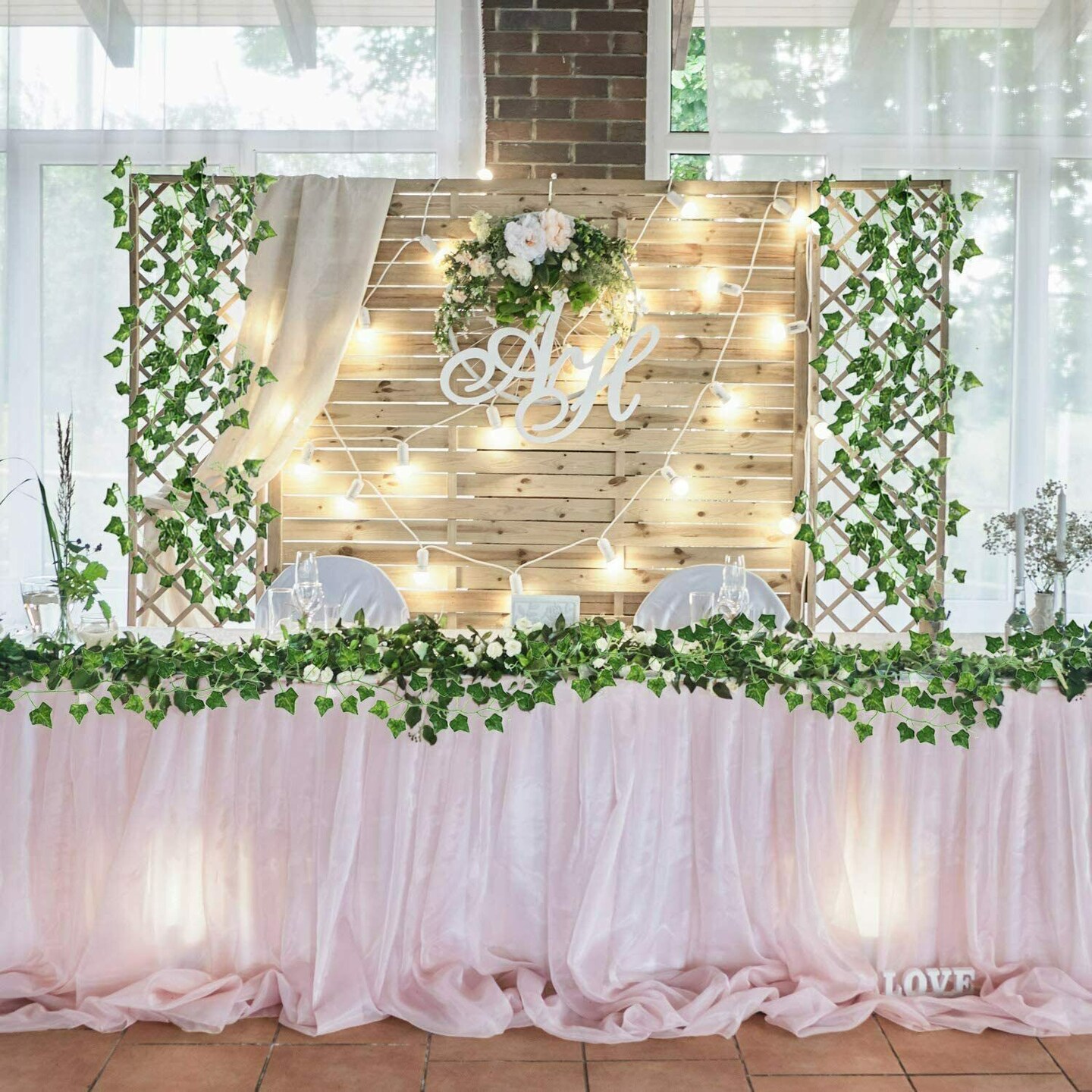 12 Pack Artificial Hanging Ivy Vine Garland - 6.9ft Silk Fake Plants for Home, Garden, Wedding Decor (72 Leaves/Vine, Weatherproof)