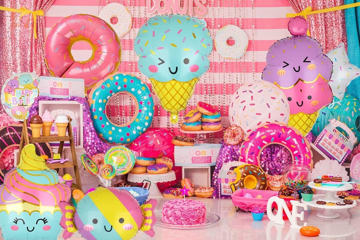 Ice Cream Balloons Donut Candy Themed Baby Shower Kids Sweet Summer Birthday Party Decor 9 Pcs