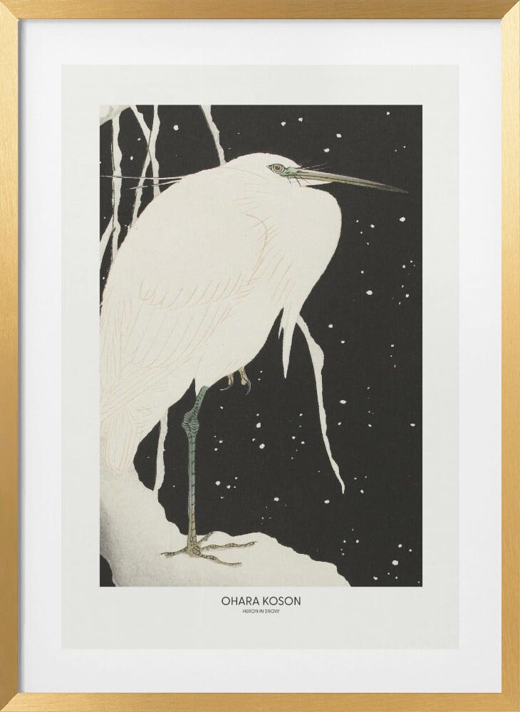 Heron In The Snow by Ohara Koson Framed Art