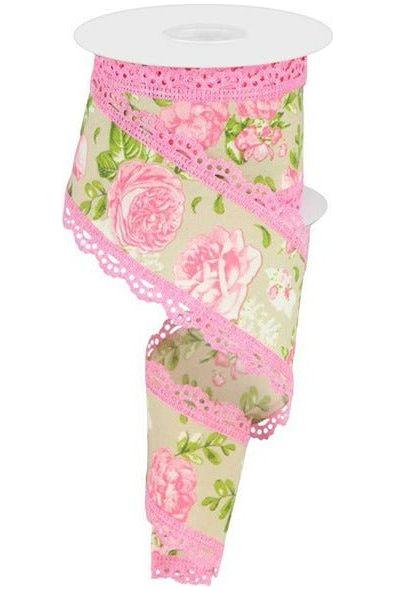 2.5&#x22; Floral Lace Ribbon: Natural (10 Yards)