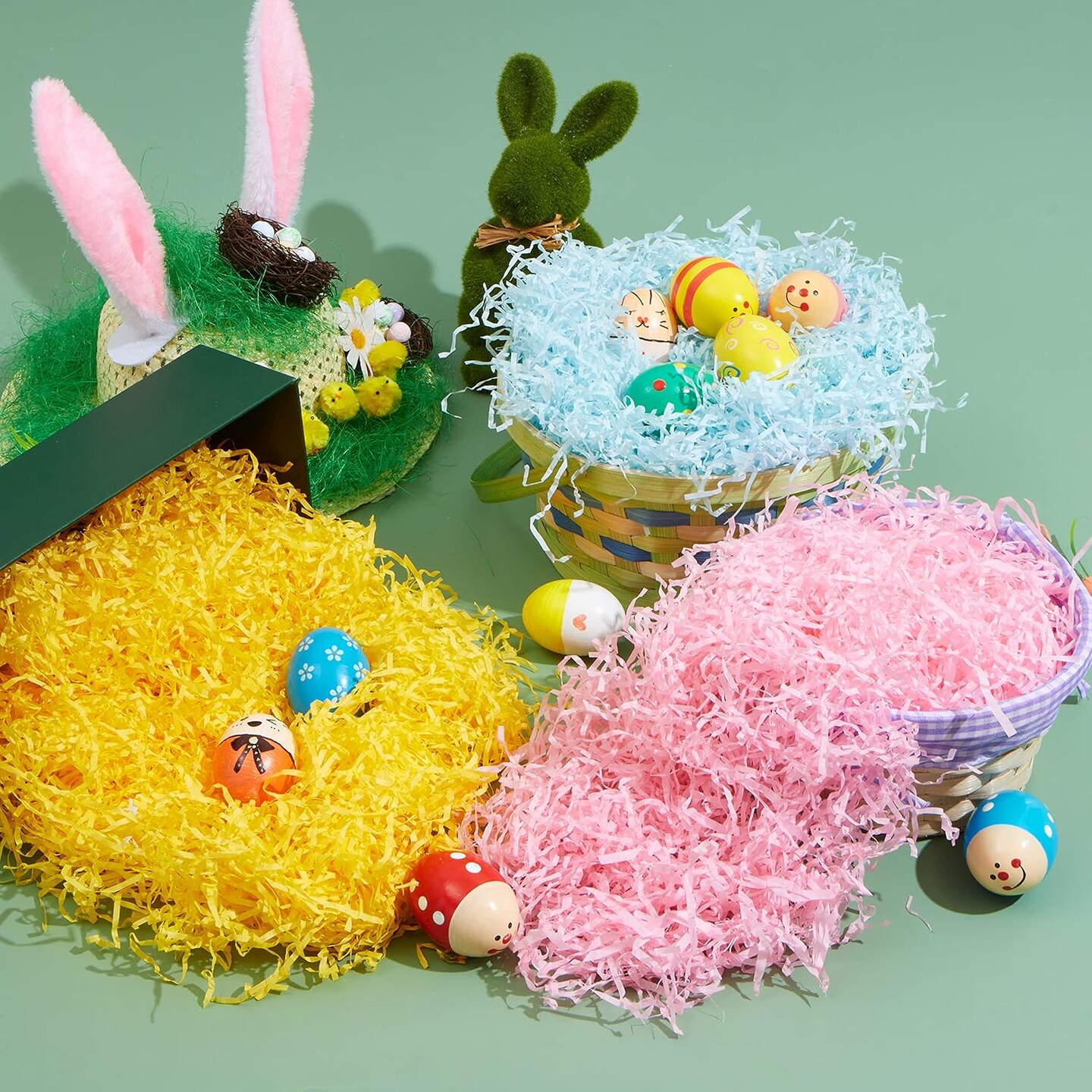 Easter Fake Grass in 4 Colors Paper Shred Filler for Basket Filling
