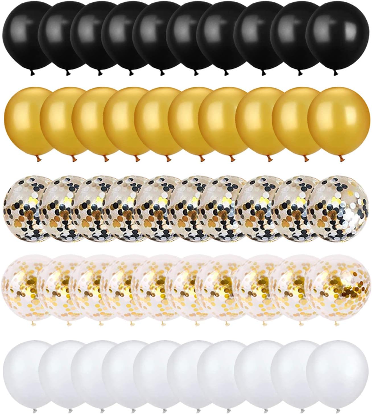72 Pack Black Gold Confetti Balloons Kits