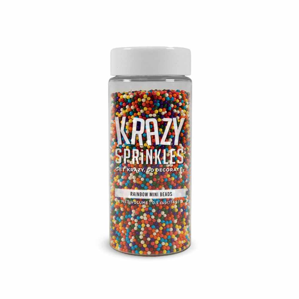 Krazy Sprinkles - Rainbow Mini Beads (1/2 Cup, 1x Jar) for Cakes, Ice Cream & Cookies