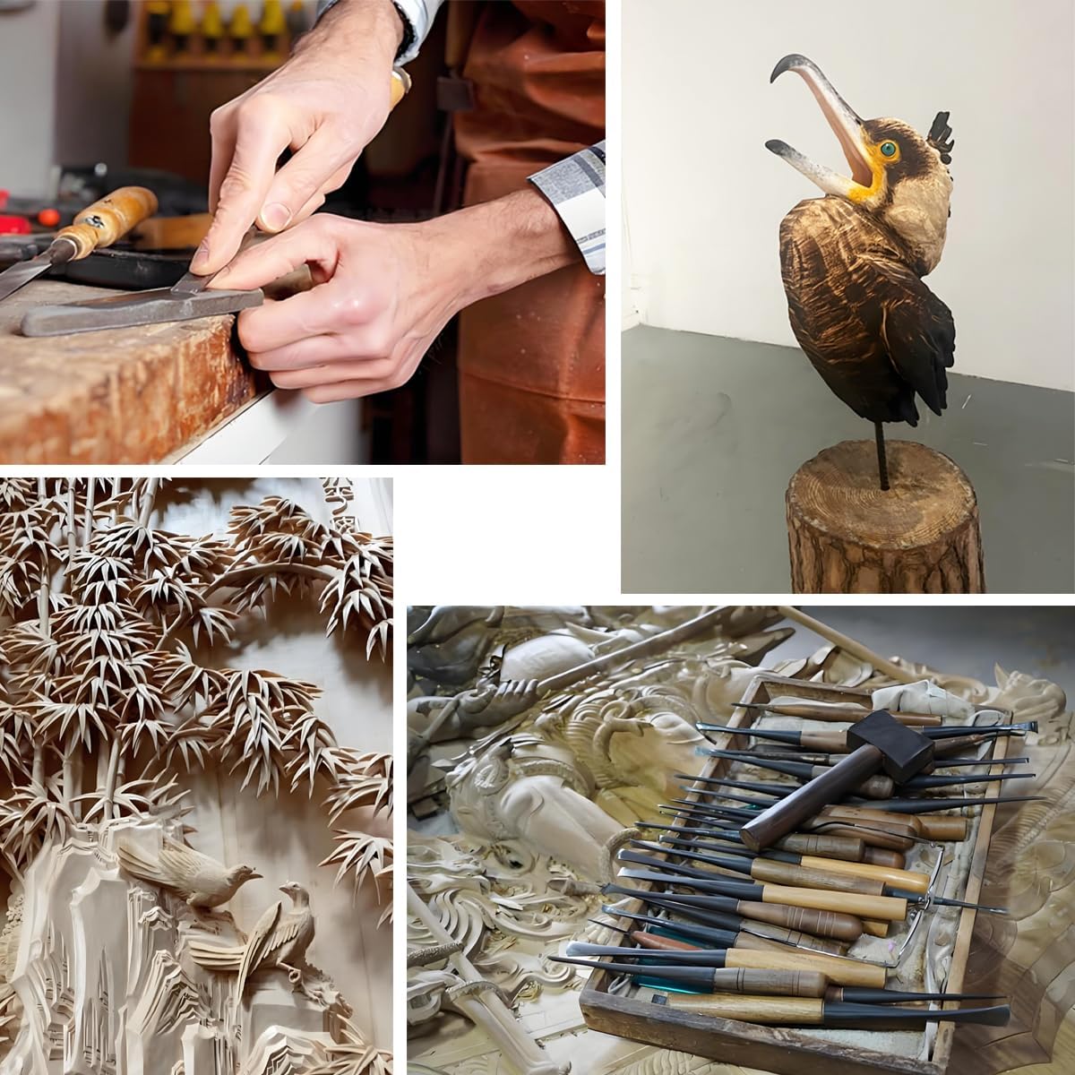 Wood Carving Kit 29 in-1 Wood Carving Tools with 3 Pcs Wood Carving Knives & 12PCS Detail Knives,Basswood Blocks & Gloves & Roll Bag & Strop Block & Polishing Compound Whittling Deluxe Kit