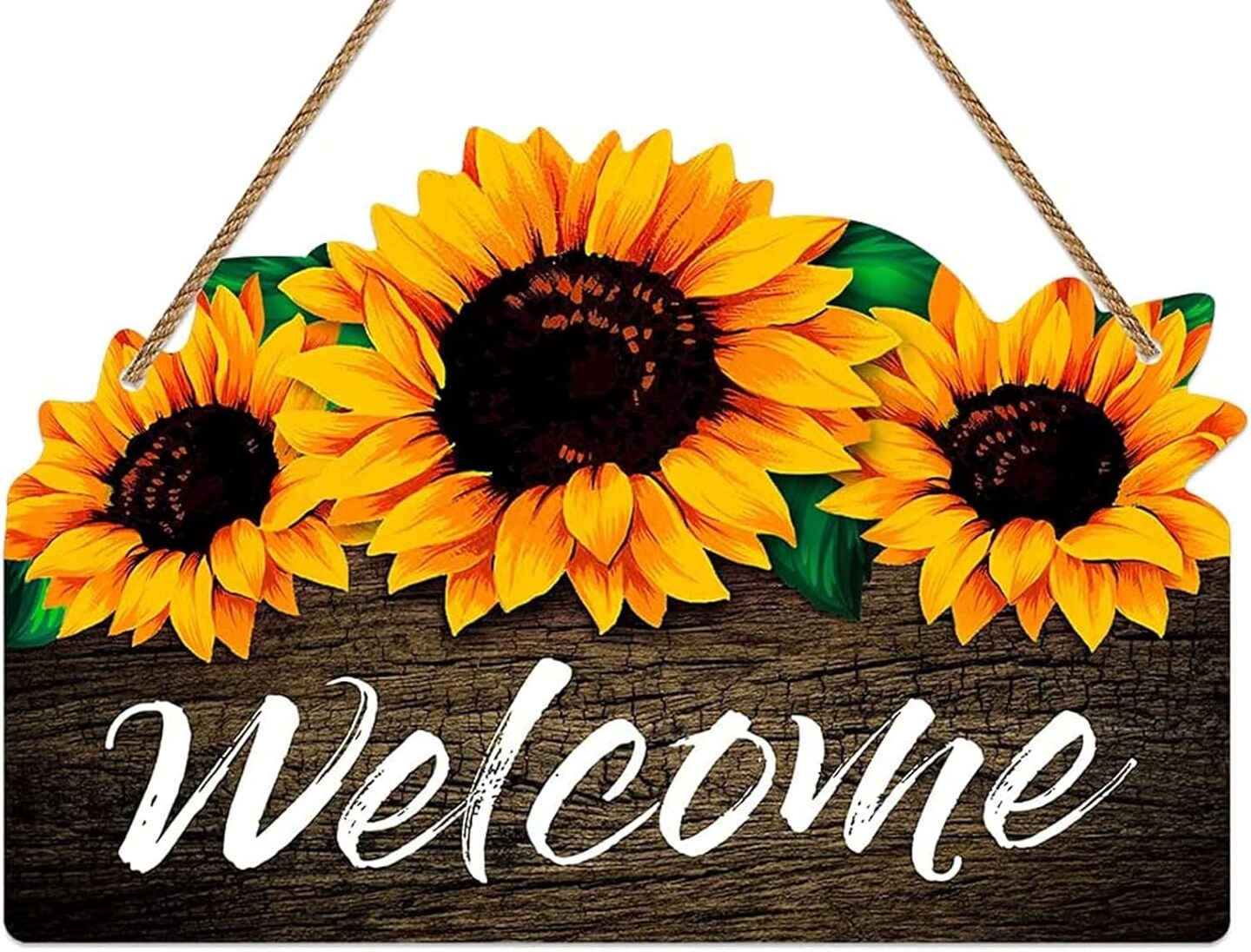 Welcome Sign for Front Door,8&#x22;x 12&#x22; Sunflower Welcome Sign,Rustic Summer Welcome Door Hanger,Welcome Sign for Front Porch Bedroom Living Room Indoor Outdoor Kitchen Home Decor