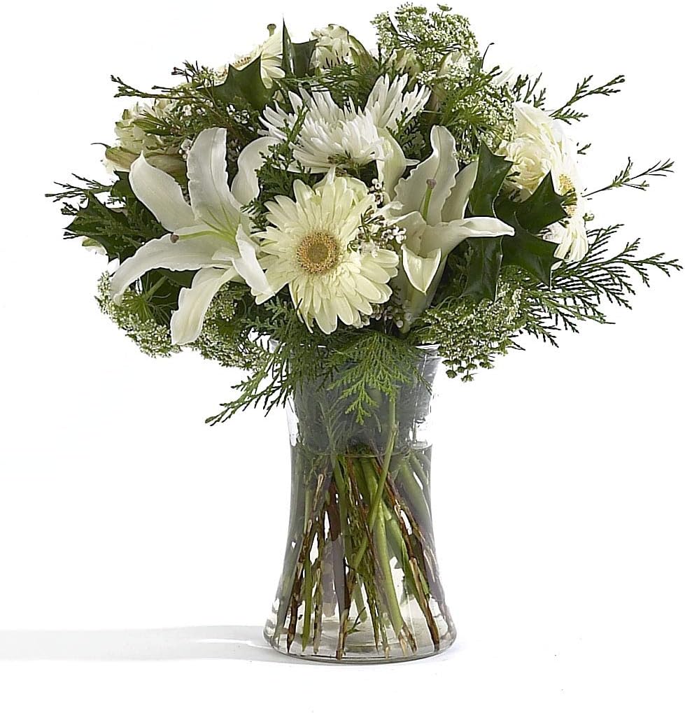 8&#x22; Clear Gathering Vase and Flower Guide Booklet - Decorative Glass Flower Vase for Floral Arrangements, Weddings, Home Decor or Office.