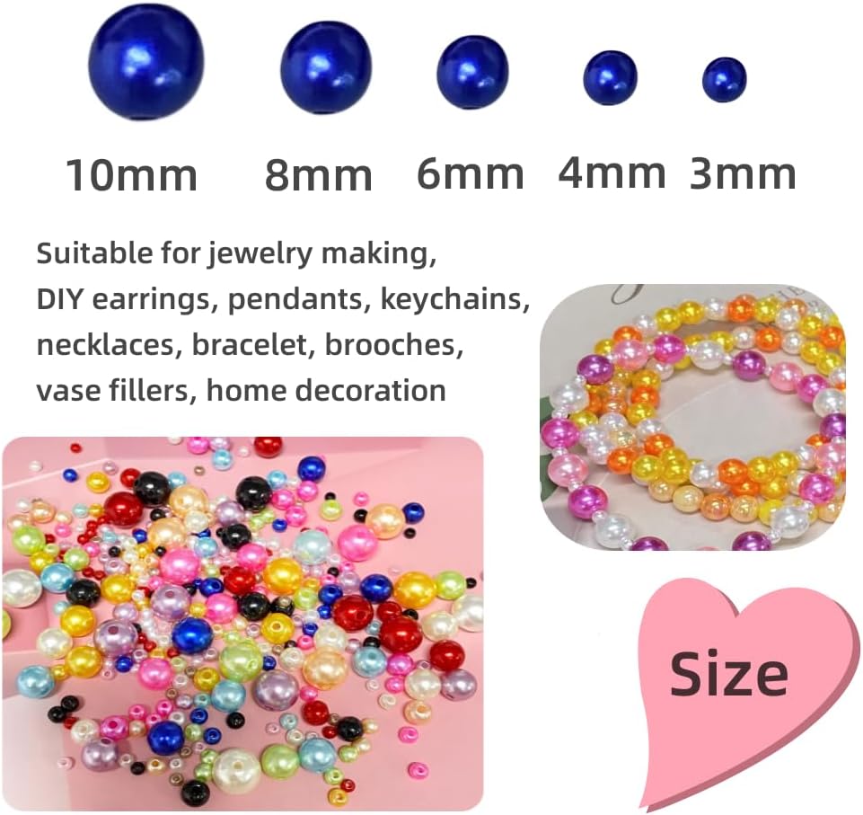 3000pcs 3mm Pearl Beads with Hole Round Loose Luste Craft Beads for Home Decoration Vase Fillers DIY Craft Making Jewelry Making Bracelet Necklace Earrings(Frosted Silver)